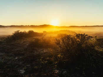 Scenic view of landscape against sky during sunset