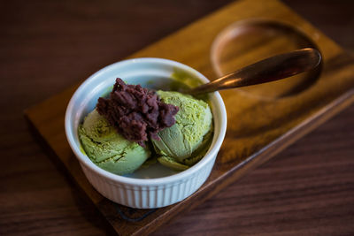 Close-up of food in bowl on table