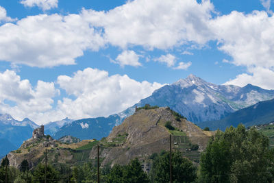 Scenic view of mountains against sky
