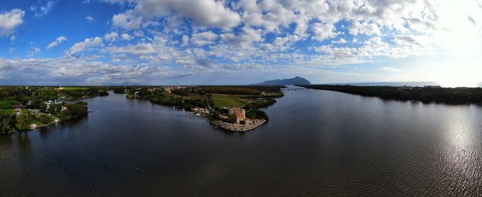 Panoramic view of lake against sky