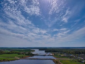 High angle view of river against sky