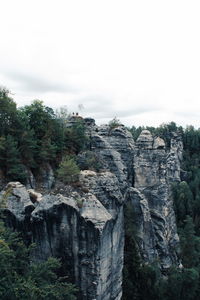 Rock formations on landscape against clear sky