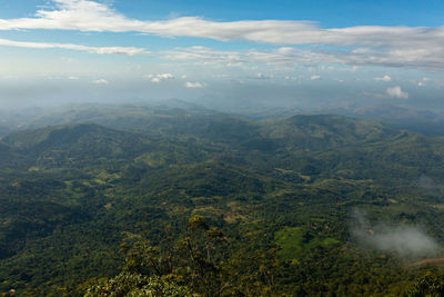 Mountains and green hills in sri lanka. slopes of mountains with evergreen vegetation. lipton's seat