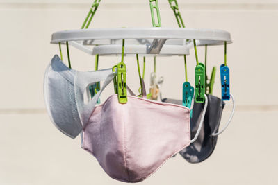 Close-up of clothes hanging