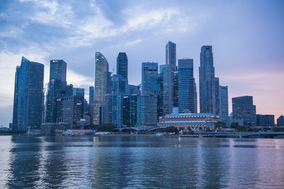 The skyline of singapore from marina bay