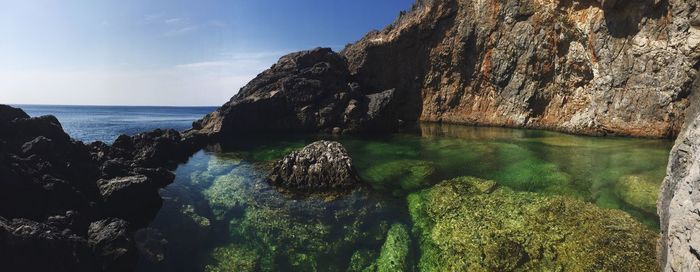 Scenic view of rocky beach