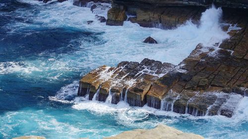 Water splashing in sea