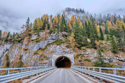 Road passing through tunnel