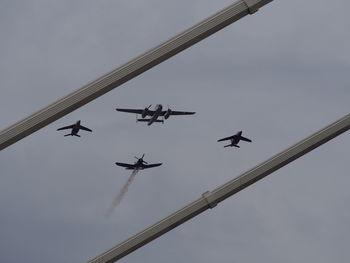 Low angle view of airplanes in flight
