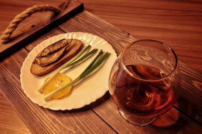 High angle view of food on table