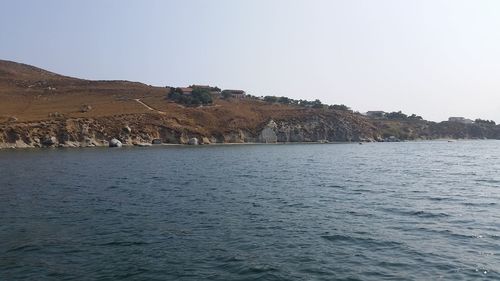 Scenic view of sea against clear sky