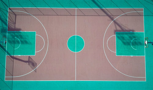 High angle view of basketball court