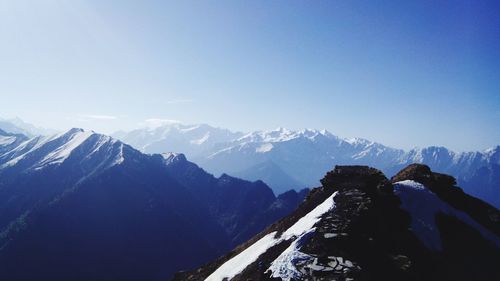 Scenic view of mountains against clear sky