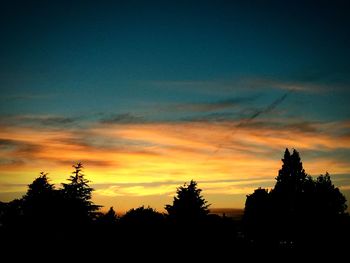 Silhouette of trees against sky at sunset