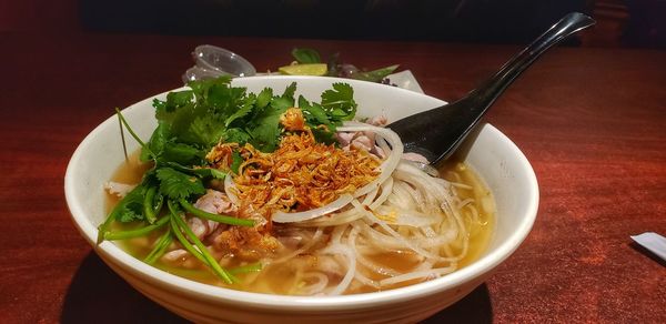 Close-up of soup in bowl