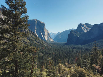 Scenic view of mountains against clear sky