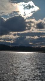 Scenic view of sea against cloudy sky