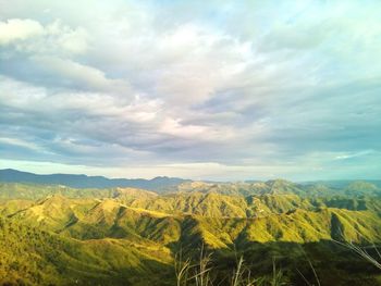 Scenic view of sierra madre occidental against cloudy sky