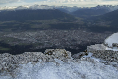 Close-up of rocks against sky