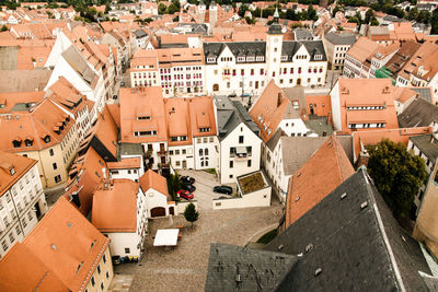 High angle view of residential district