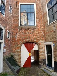 Red door of building