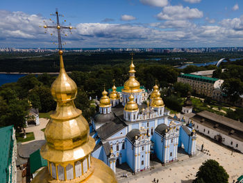 Panoramic view of temple building against sky