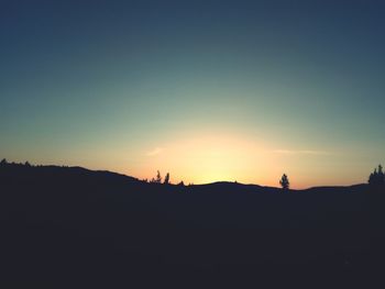 Silhouette land against sky during sunset