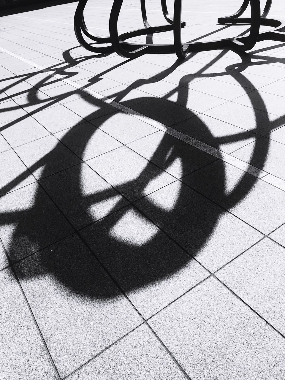 HIGH ANGLE VIEW OF SHADOW ON FOOTPATH BY SILHOUETTE TREE