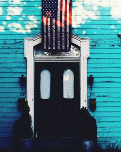 View of building through window