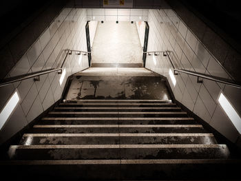 Low angle view of illuminated staircase