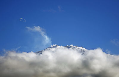 Scenic view of mt etna emitting smoke