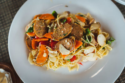 High angle view of meal served in plate