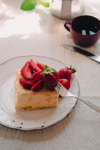 Close-up of dessert in plate on table