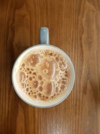 High angle view of coffee on table