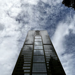 Low angle view of modern building against sky