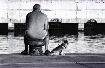 Reflection of woman in water