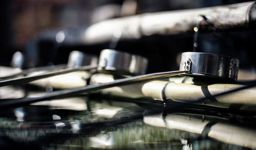 Ladles on bamboos at japanese garden