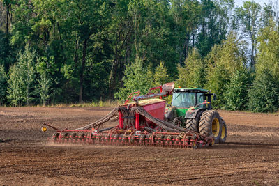 Tractor on agricultural field