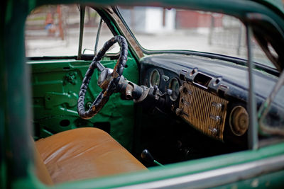 Interior of abandoned car