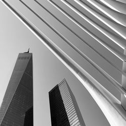 Low angle view of modern building against clear sky