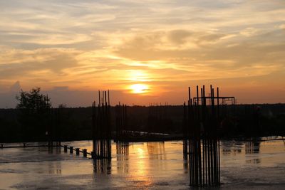 Scenic view of river against sky during sunset