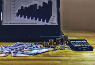 Close-up of laptop on table