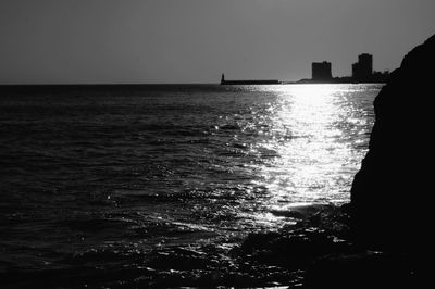 Scenic view of sea at sunset