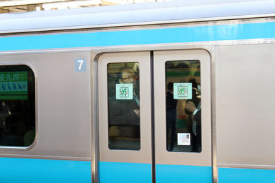 Train on glass window