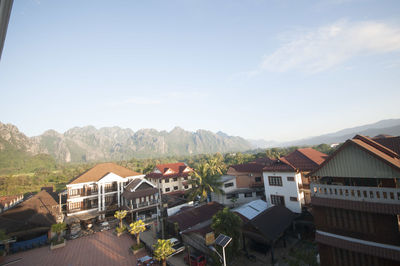 High angle view of townscape against sky