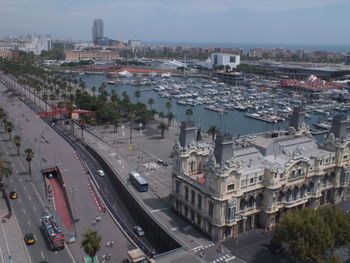 High angle view of city street