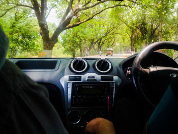 Cropped image of man driving car