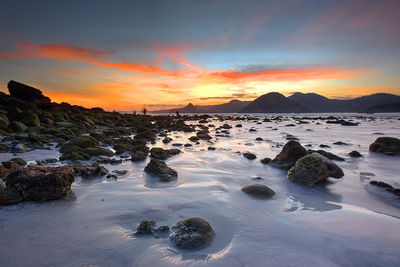 Scenic view of sea against sky during sunset