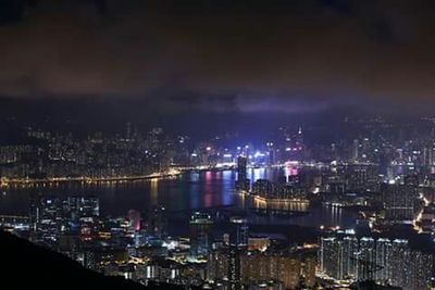 Illuminated cityscape at night