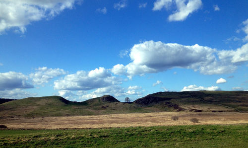 Scenic view of landscape against cloudy sky